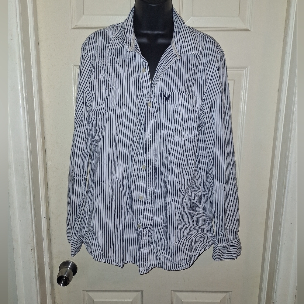 American Eagle button-down striped large blouse